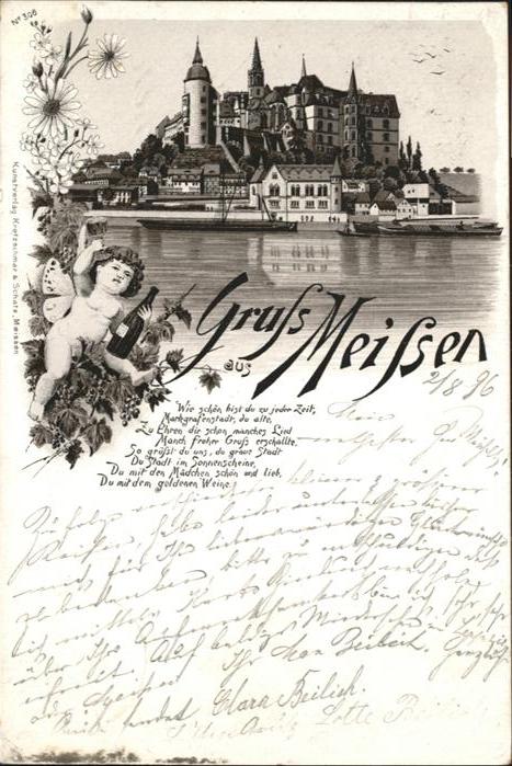 Meissen Elbe Sachsen Meissen Engel Gedicht Litho