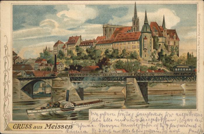 Meissen Elbe Sachsen Meissen Dampfer Meissen Strassenbahn