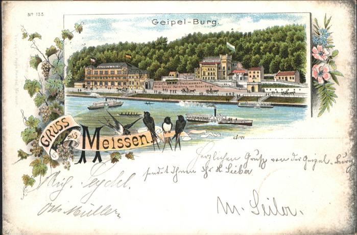 Meissen Elbe Sachsen Meissen Geipel-Burg Dampfer Schwalbe