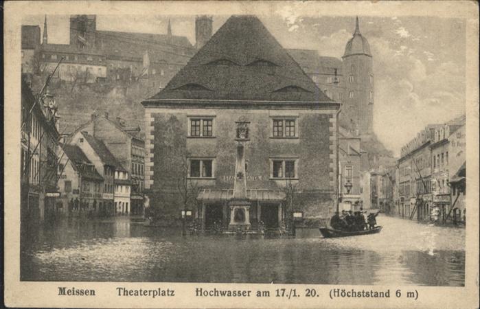Meissen Elbe Sachsen Meissen Theaterplatz Hochwasser