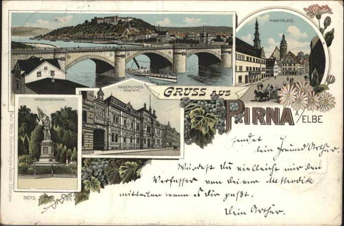 Pirna Elbe Sachsen Bruecke Krieger Denkmal Postamt Marktplatz