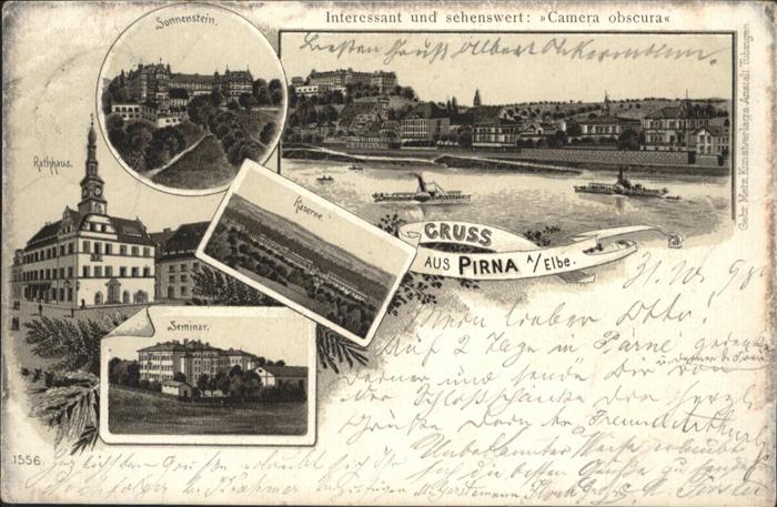 Pirna Elbe Sachsen Sonnenstein Rathaus Boot