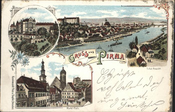 Pirna Elbe Sachsen Schloss Markt Platz Schiff