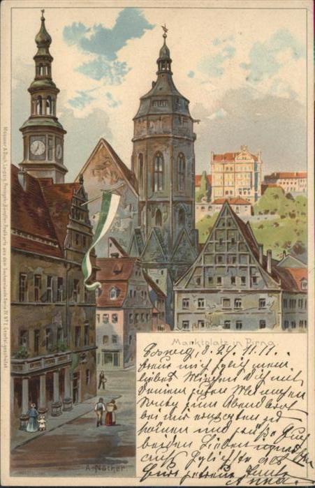 Pirna Elbe Sachsen Marktplatz  Kuenstler A Noether x