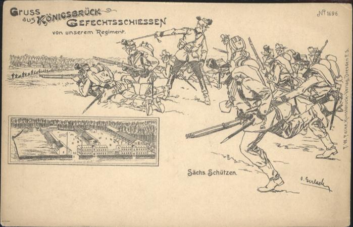 Koenigsbrueck fechtsschiessen Künstler O Gerlach *