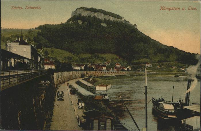 Koenigstein Saechsische Schweiz be Flussdampfer *