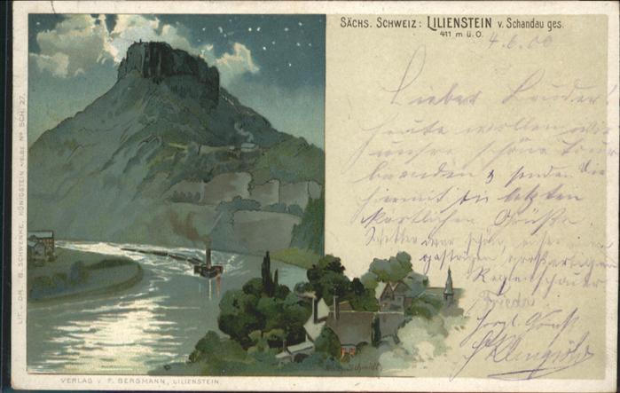 Koenigstein Saechsische Schweiz tempelabschlag] Lilienstein von Schanda