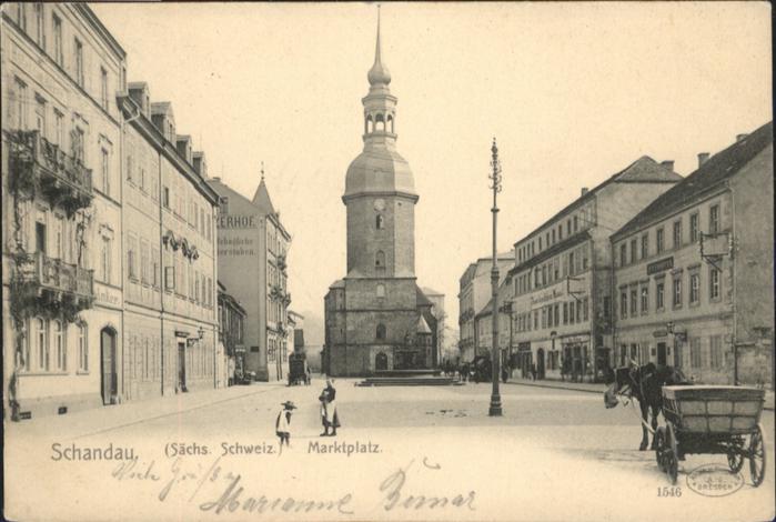Bad Schandau Marktplatz Kutsche Brunnen