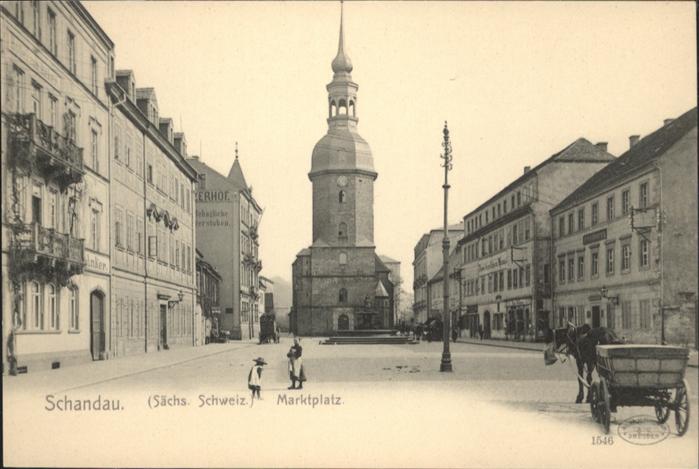 Bad Schandau Marktplatz Kutsche Brunnen