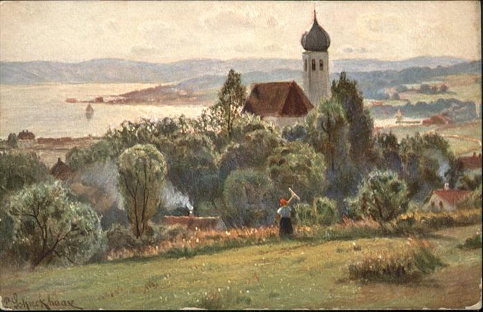Herrsching Ammersee Herrsching Kirche Künstler P. Schreckha