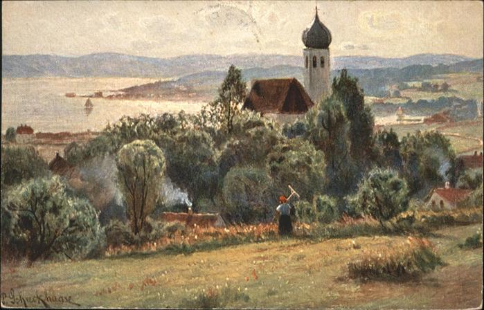 Herrsching Ammersee Herrsching Kirche Künstler P. Schreckha
