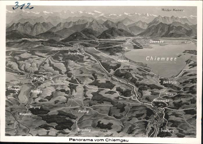 Traunstein Oberbayern Traunstein Panorama von Chiemgau