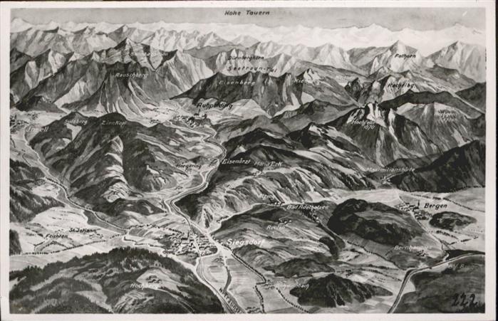 Siegsdorf Oberbayern Panoramakarte Rauschberg Eisenaerzt Bergen