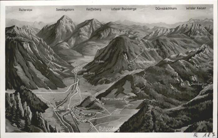 Ruhpolding Panoramakarte Reiteralpe Loferer Steinberge Wilder Kaiser