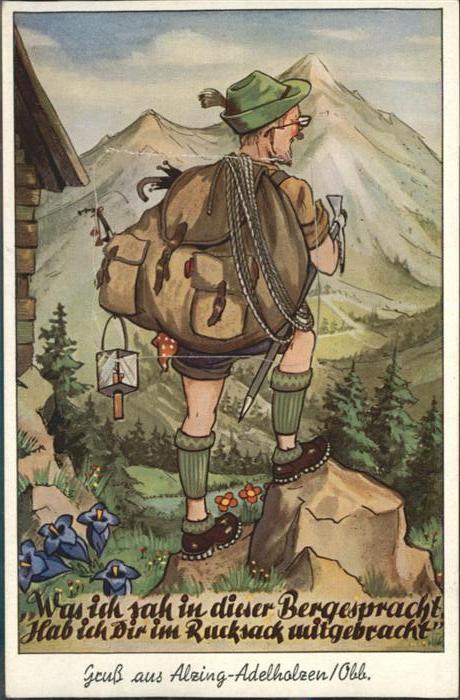 Alzing Traunstein Leporellokarte Wanderer