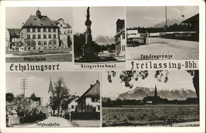Freilassing Schulhaus Kriegerdenkmal Landesgrenze S