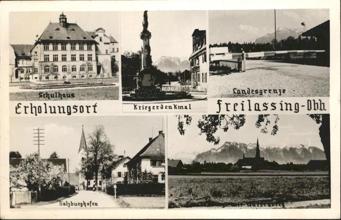 Freilassing Schulhaus Kriegerdenkmal Landesgrenze S
