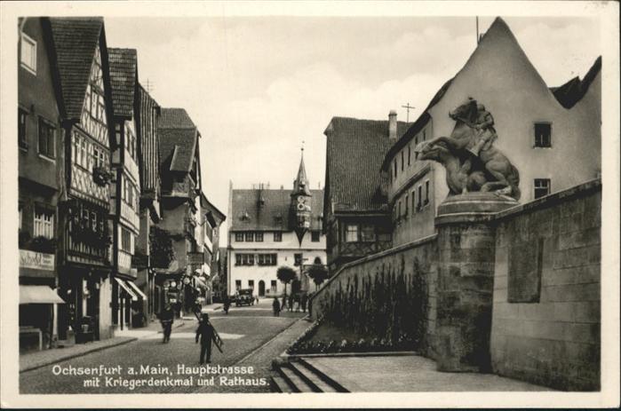 Ochsenfurt Hauptstrasse Kriegerdenkmal Rathaus