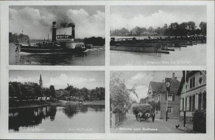 Greffern Rheinbrücke Schiff Rossbach Rathaus Sch