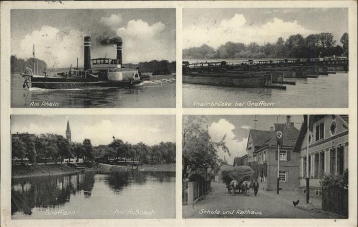 Greffern Rheinbrücke Schiff Schule Rathaus Rossb