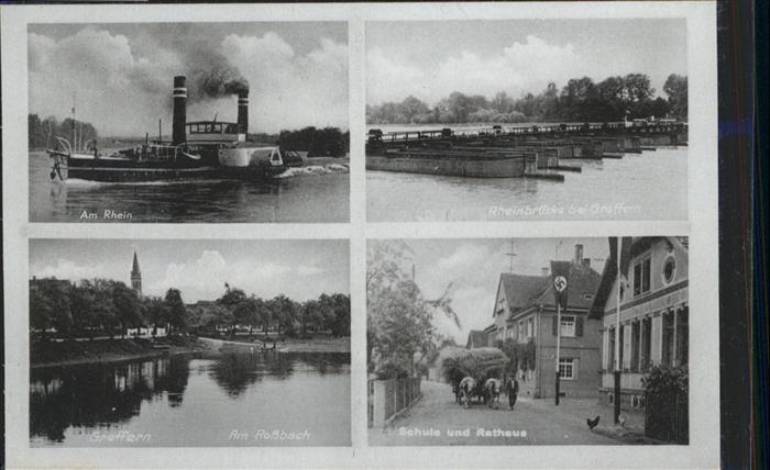 Greffern Rheinbrücke Schiff Rathaus Schule Rossb