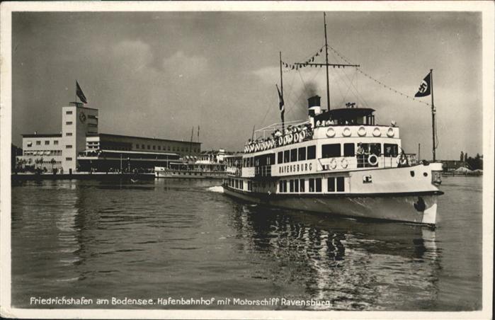 Friedrichshafen Bodensee Hafenbahnhof Motorschiff Ravensburg