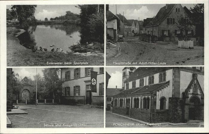 Forchheim Breisgau Entenweiher Hauptstrasse A.H.-Linde Schule Kriegerdenkmal NZ4