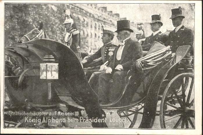 Adel Frankreich König Alphons Präsident Loubet Kutsche