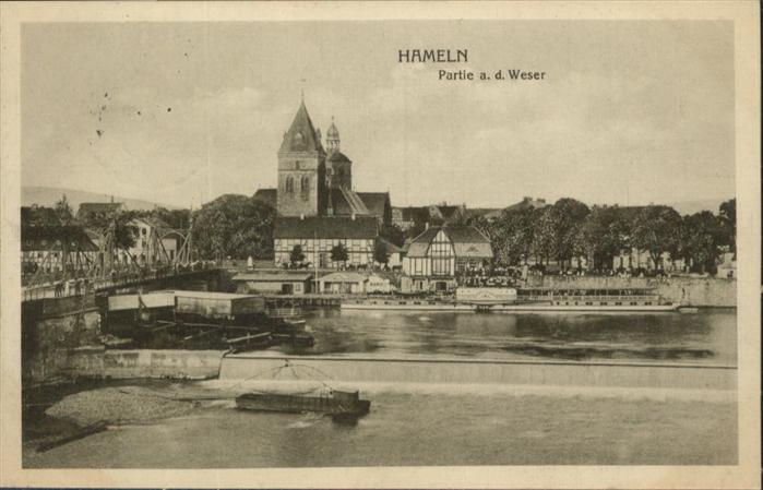 Hameln Weser Brücke Schiff
