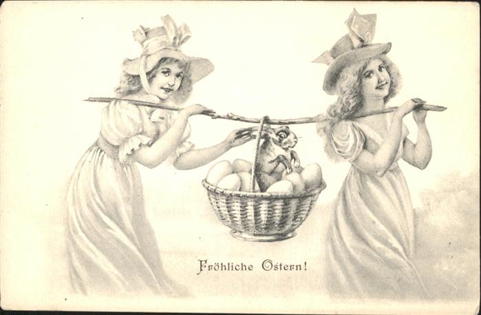 Ostern Easter Paques Frauen Korb Eier Hase