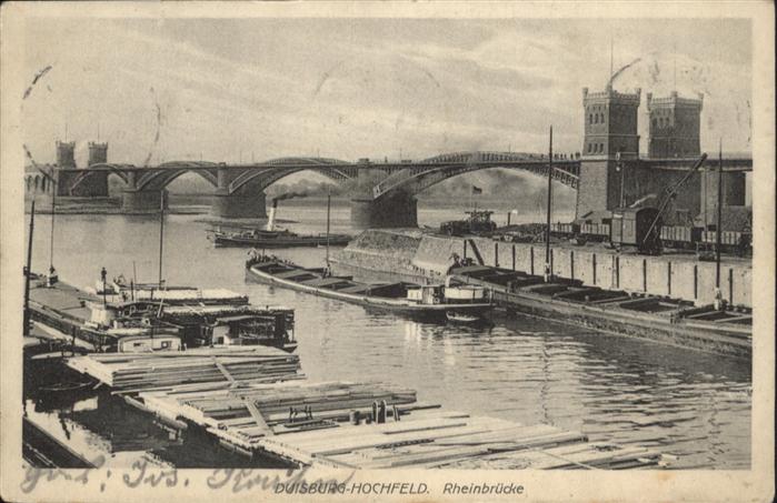 Duisburg Ruhr Hochfeld Rheinbrücke Schiff