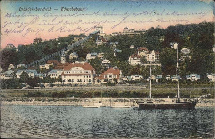 DRESDEN Elbe Loschwitz Schwebebahn Schiff
