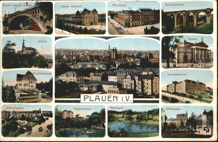 Plauen Vogtland Theater Brücke Post Bahnhof Schloss Po