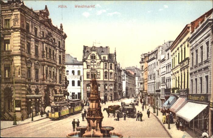Koeln Rhein Weidmarkt Strassenbahn Kutsche