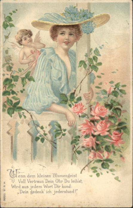 Poesie Frau Engel Hutmode Vers Rosen