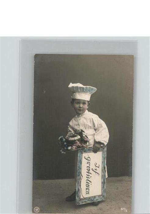 Baecker Kind Kuchen Gratulation