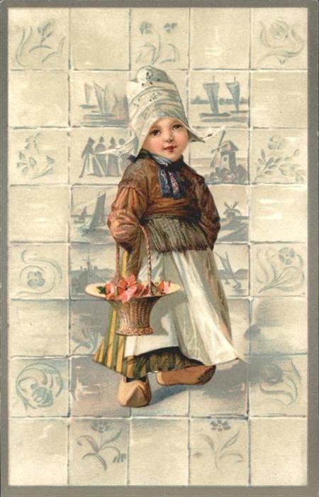 Trachten Holland Kind Mädchen Korb