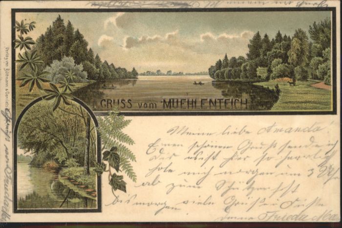 Borgstede [Stempelabschlag] Mühlenteich Boot