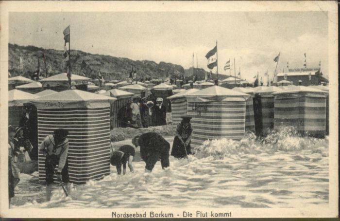 BORKUM Nordseebad Niedersachsen Flut Strand