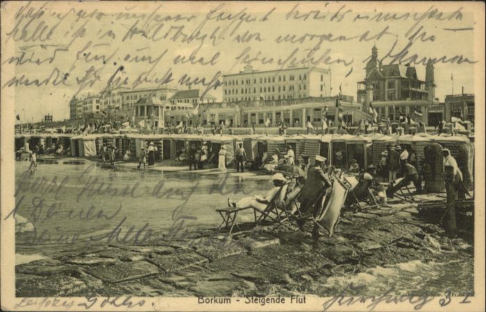 BORKUM Nordseebad Niedersachsen Flut Strand