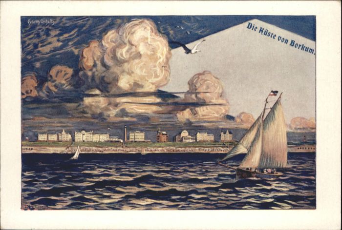 Borkum Küste Künstler H. Schultz *