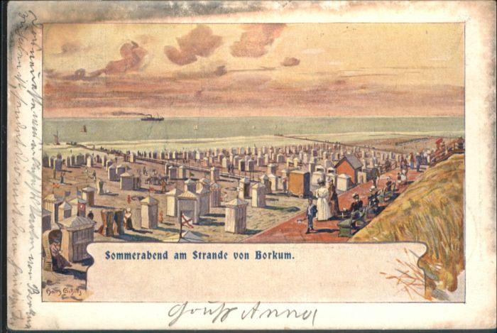 Borkum Künstler H. Schultz Strand