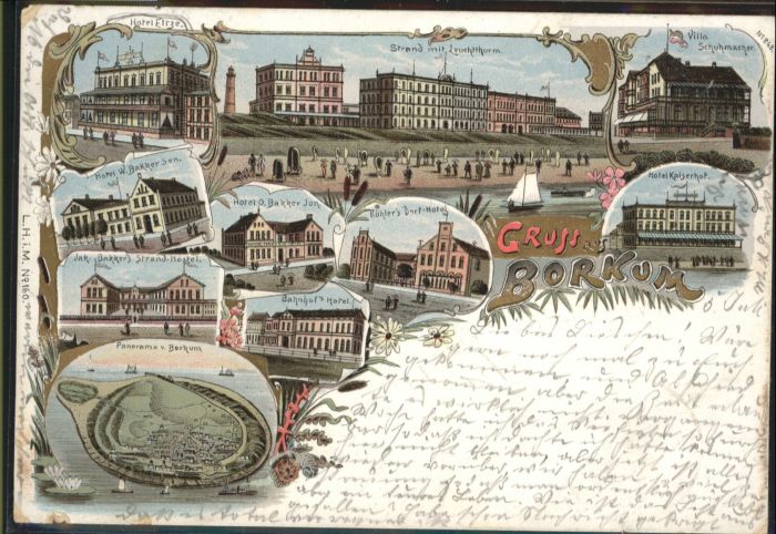 Borkum Hotel Villa Schuhmacher Litho