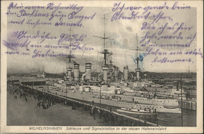 Wilhelmshaven  CITY Schleuse Signalstation Hafen Kriegsschiff