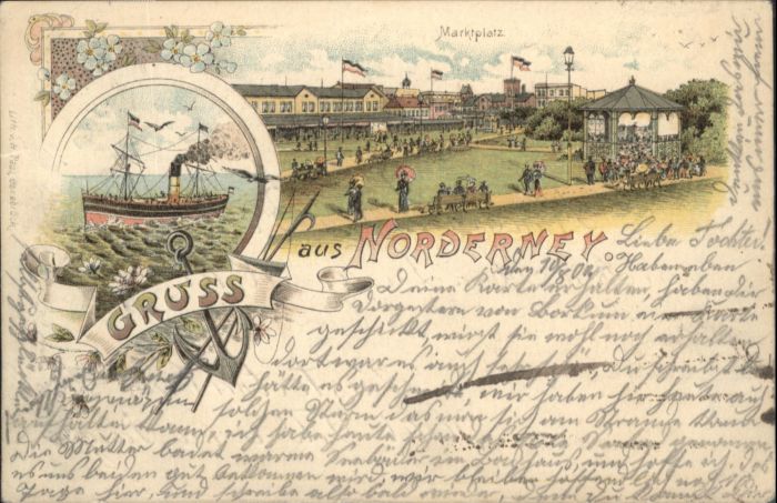 Norderney Nordseebad Norderney Dampfer Marktplatz Anker