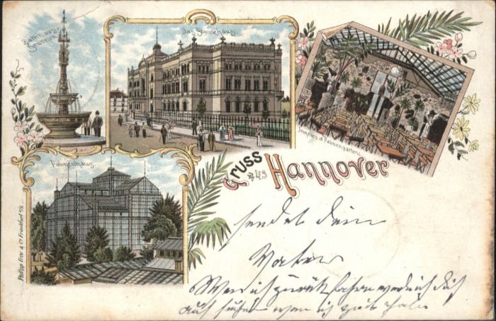 Hannover Ständehaus Brunnen Palmenhaus Litho