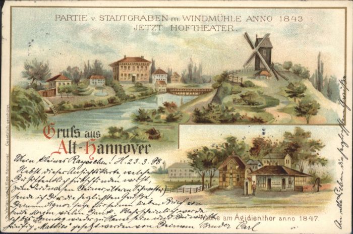 Hannover Stadtgraben Windmühle Hoftheater