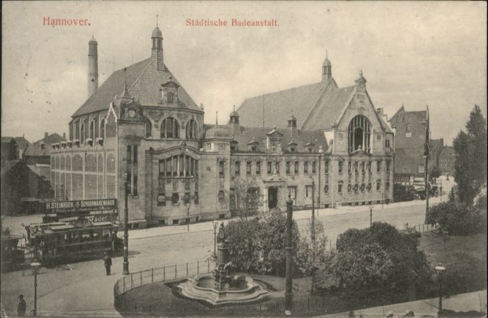 Hannover Badeanstalt Strassenbahn Brunnen