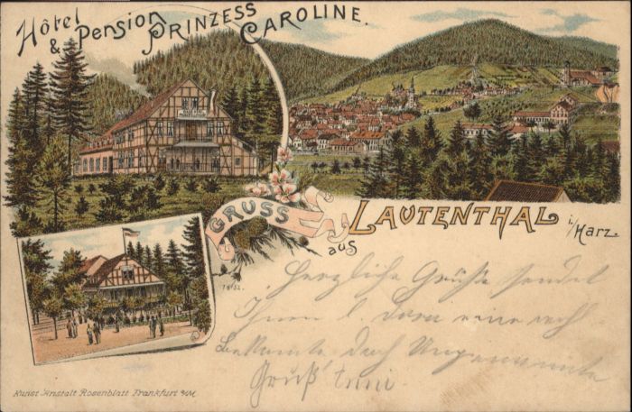 Lautenthal Harz Hotel Pension Prinzess Caroline Litho
