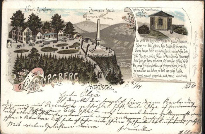 Bad Harzburg Burgberg Cannossa Säule Hotel Gedicht K